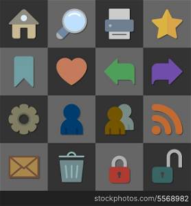 Collection of internet icons, color flat design isolated vector illustration