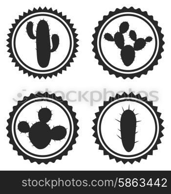 Collection of label and badges with stylized cactuses. Collection of label and badges with stylized cactuses.