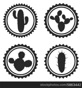 Collection of label and badges with stylized cactuses. Collection of label and badges with stylized cactuses.