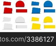 Collection of Labels in Different Shapes and Colors on White Background