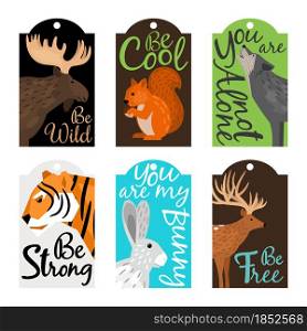 Collection of labels with wild animals