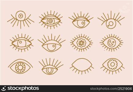 Collection of line design with eye.Editable vector illustration for website, sticker, tattoo,icon