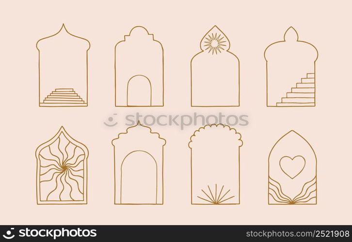 Collection of line design with window,door,arch.Editable vector illustration for website, sticker, tattoo,icon