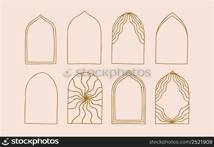 Collection of line design with window,door,arch.Editable vector illustration for website, sticker, tattoo,icon