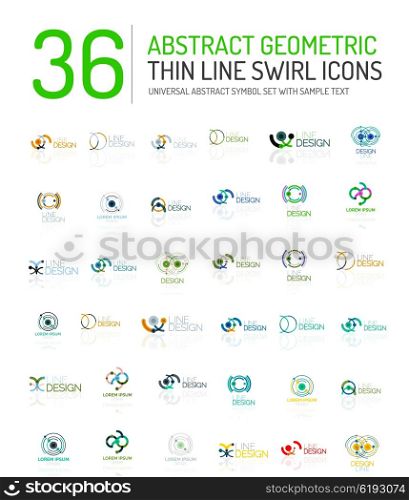 Collection of linear abstract logos - swirls and circles abstract universal shapes - clean modern geometric symbols, branding logotype company emblem ideas and business identity