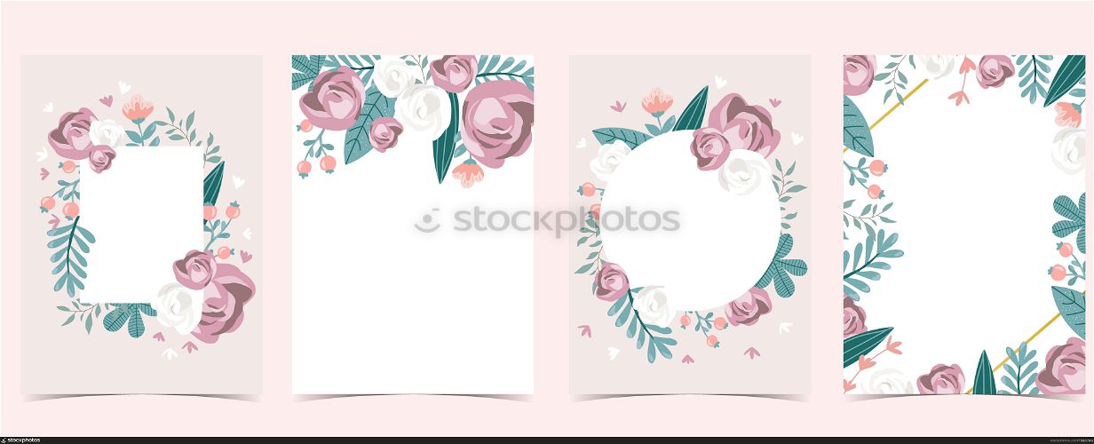 Collection of love background set with leaves,flower,rose.Editable vector illustration for Valentine&rsquo;s day invitation,postcard and website banner