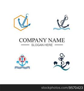collection of marine retro emblems logo with anchor and rope, anchor logo - vector