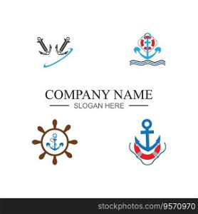 collection of marine retro emblems logo with anchor and rope, anchor logo - vector