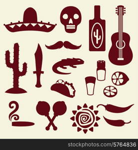 Collection of mexican icons in native style.