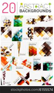 Collection of modern abstract square, triangle and line design vector backgrounds