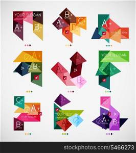 Collection of modern business infographic templates made of abstract geometric shapes. Option banners mega set