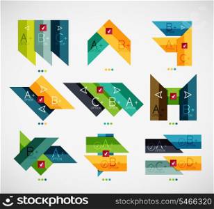 Collection of modern business infographic templates made of stripes, lines. Option banner designs