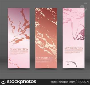Collection of modern designs with a marble pattern for covers, banners, posters and creative design. Vector layout template for elite and premium design