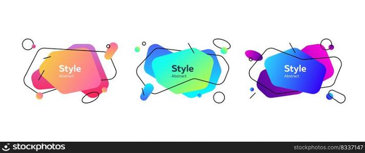Collection of multi-colored flowing liquid shapes. Dynamical colored forms and line. Gradient banners. Template for design of logo, flyer or presentation. Vector illustration