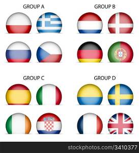 Collection of National Flags - Groups of European Football Championship 2012