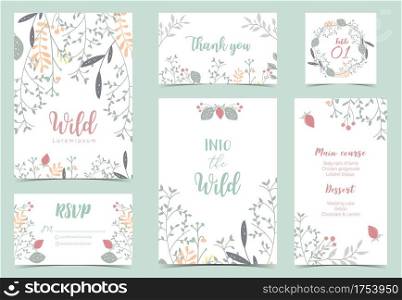 Collection of natural background set with leaf,flower.Editable vector illustration for website, invitation,postcard and poster