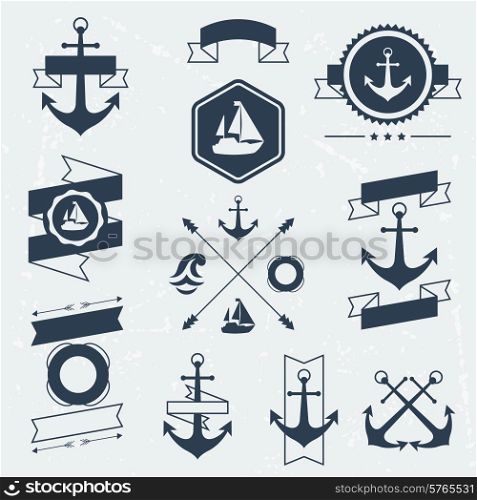 Collection of nautical symbols icons badges and elements.