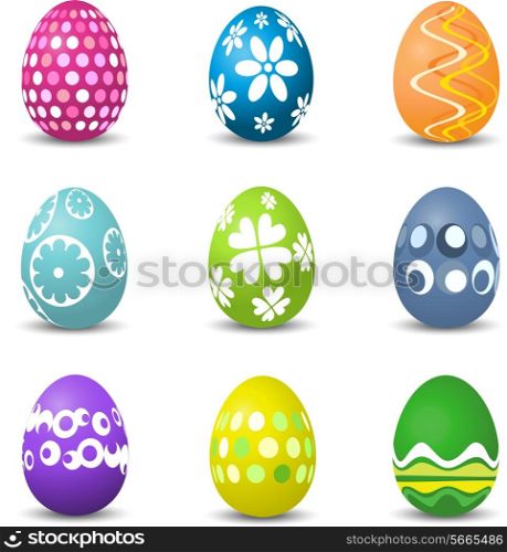 Collection of nine brightly coloured Easter eggs