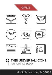 Collection of office trendy thin line icons for your flat design isolated on white