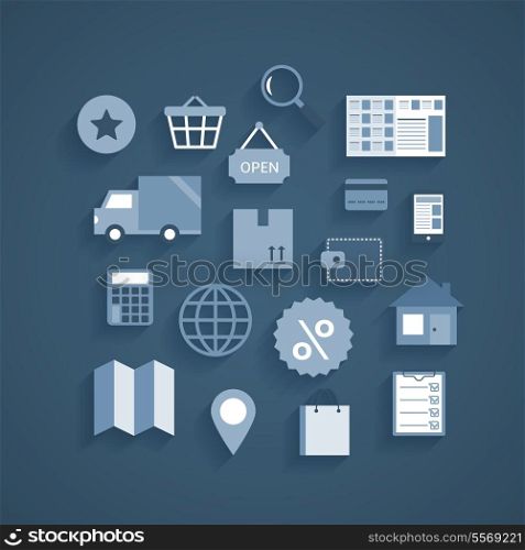 Collection of online shopping pictograms for navigation order and payment vector illustration