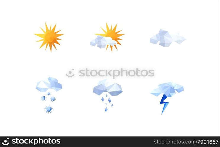 Collection of origami weather icons