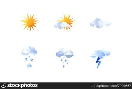 Collection of origami weather icons