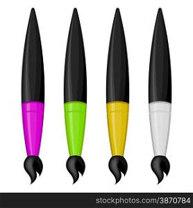 Collection of paintbrush in 4 color. Vector illustration . Paint brush in 4 color