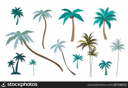 Collection of palm tree.Editable vector illustration for website, sticker, tattoo,icon