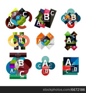 Collection of paper geometric infographics, a b c process options, presentation layouts. Collection of paper geometric infographics, a b c process options, presentation layouts. Vector illustration