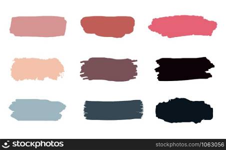 Collection of pastel grunge brush stroke vector set isolated on white background.