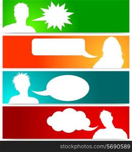 Collection of people avatars with speech bubbles