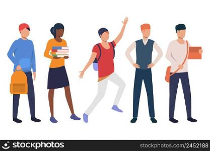 Collection of people getting masters degree. Flat cartoon characters attending class. Vector illustration can be used for commercial, brochure, mobile application. Collection of people getting degree