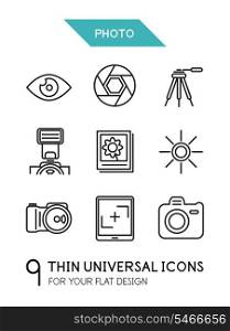 Collection of photo trendy thin line icons for your flat design isolated on white