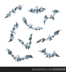 Collection of polygonal Bats Geometric vector bat illustration isolated on white background.