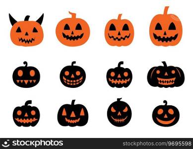 Collection of pumpkin Halloween silhouettes print banners, cards, flyers, social media wallpapers