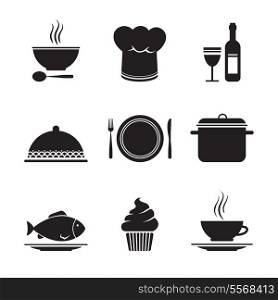Collection of restaurant design elements for menu isolated vector illustration