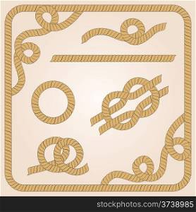 Collection of rope templates with knots, corners and frames