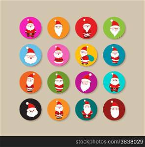 Collection Of santa claus christmas Labels And Icons