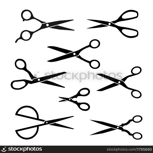 collection of Scissors vector black color on white background