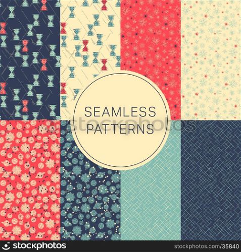 Collection of seamless abstract background pattern Decorative backdrop for fabric, textile, wrapping paper, card, invitation, wallpaper, web design