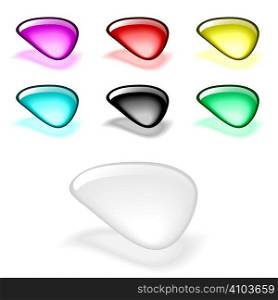 Collection of seven gel filled icons with drop shadow