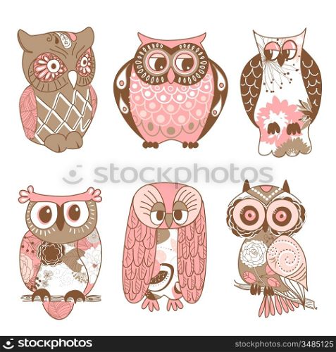 Collection of six different owls