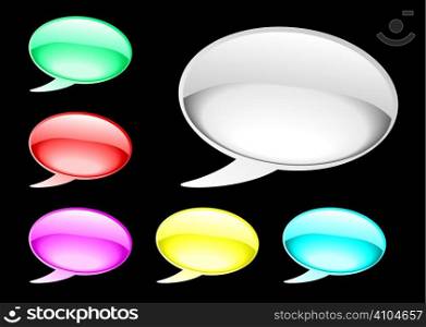 Collection of six speech bubbles with gel effect and gradient