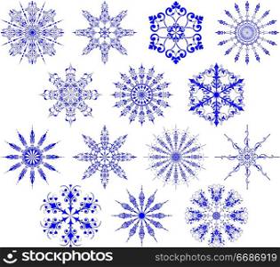 Collection of snowflakes, vector