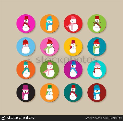 Collection Of snowman christmas Labels And Icons