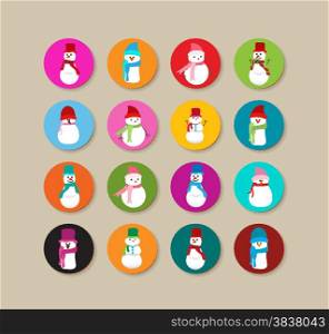 Collection Of snowman christmas Labels And Icons