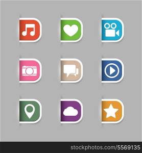 Collection of social media pictograms for music video photos and chat isolated vector illustration