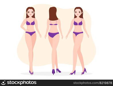 Collection of Stylish Woman Lingerie, Bra and Undies Underwear with Pink and Purple Color on Flat Cartoon Hand Drawn Templates Illustration