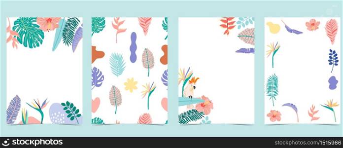Collection of summer background set with palm,flower.Editable vector illustration for invitation,postcard and website banner