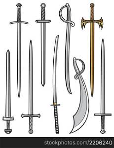 Collection of swords and sabers 